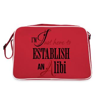 Je suis juste ici pour établir un alibi drôle de dicton - Sac Retro - rouge/blanc - Dos