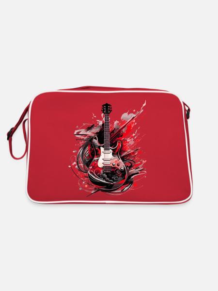 E-Gitarre Gitarre Gitarrist Musik Instrument Rock - Retro Tasche - Rot/Weiß - Hinten
