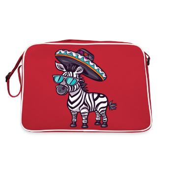 Zebra Comic Lustig Sombrero - Retro Tasche - Rot/Weiß - Hinten