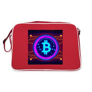 Bitcoin verbunden mit der Matrix - Retro Tasche - Rot/Weiß - Hinten