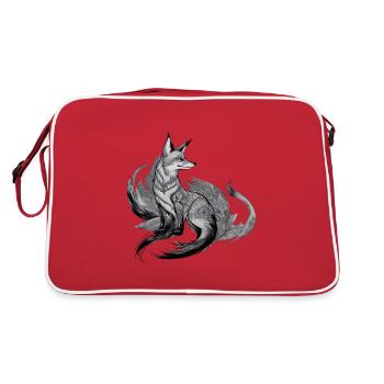 Fox Mandala Drawing Complex Nature Wilderness - Retro Bag - red/white - Back