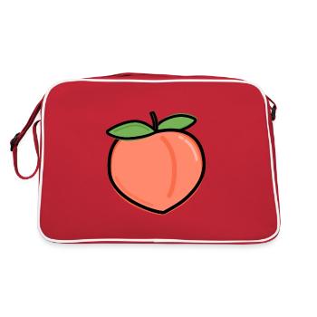 Pfirsich Emoji - Retro Tasche - Rot/Weiß - Hinten