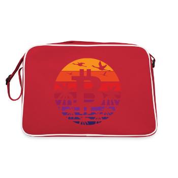 Vintage Sunset Bitcoin Logo Crypto Fan Cadeau - Sac Retro - rouge/blanc - Dos