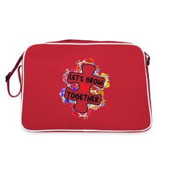 Let's Grow Together Autism Acceptance Heart Gift - Retro Bag - red/white - Back