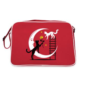 Katzen - Romeo und Julia - Retro Tasche - Rot/Weiß - Hinten