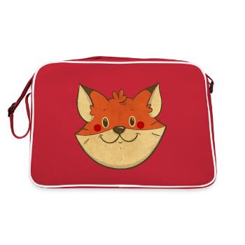 Fuchskopf im Vintage-Stil - Retro Tasche - Rot/Weiß - Hinten