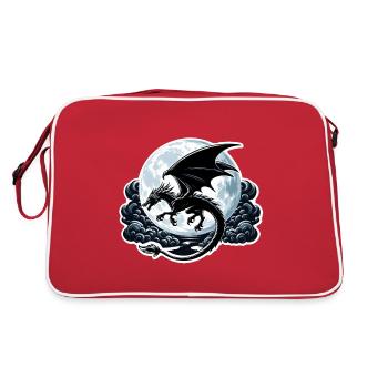 Mystical Dragon Silhouette - Retro Bag - red/white - Back