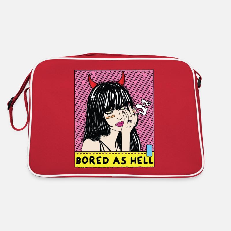 POP-ART Bored As Hell ARTWORK, Devil Frau 80s Retro Bag