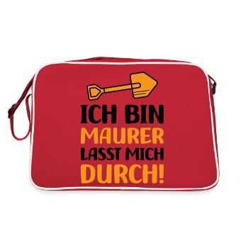 Ich bin Maurer lasst mich durch - Retro Tasche - Rot/Weiß - Hinten