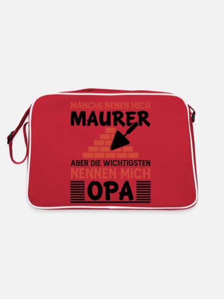 Maurer Lustige Sprüche - Retro Tasche - Rot/Weiß - Hinten