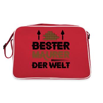 Bester Maurer der Welt - Retro Tasche - Rot/Weiß - Hinten