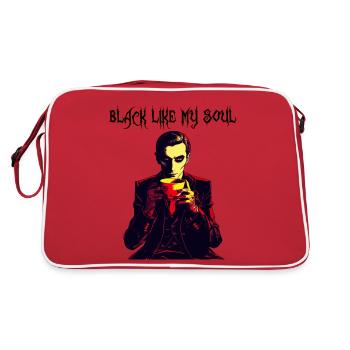 A creepy vampire drinking coffee - Retro Bag - red/white - Back