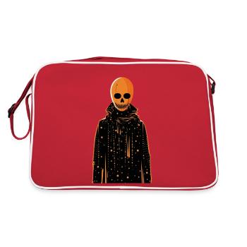 Un squelette orange portant un manteau - Sac Retro - rouge/blanc - Dos