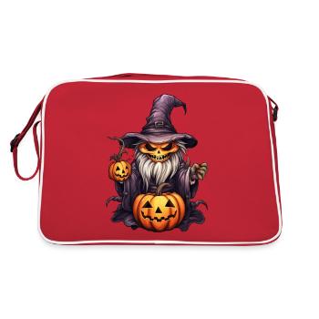 pumpkin skeleton witch - Retro Bag - red/white - Back