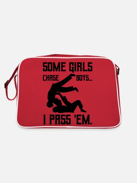 Jiu-jitsu Some Girls chase Boys I pass em - Retro Bag - red/white - Back