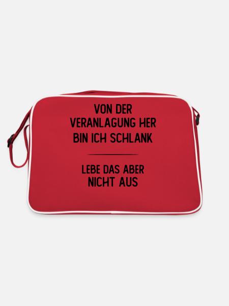 Von der Veranlagung her bin ich schlank - Retro Tasche - Rot/Weiß - Hinten