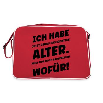 Ich habe jetzt genau das Richtige Alter - Retro Tasche - Rot/Weiß - Hinten