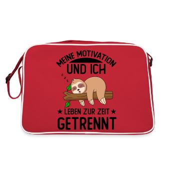 Meine Motivation und ich leben zur Zeit getrennt - Retro Tasche - Rot/Weiß - Hinten