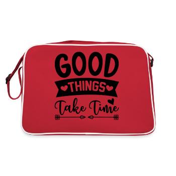 Good things take time Saying - Retro Tasche - Rot/Weiß - Hinten