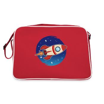 Fast Rocket Launches into space - Retro Bag - red/white - Back