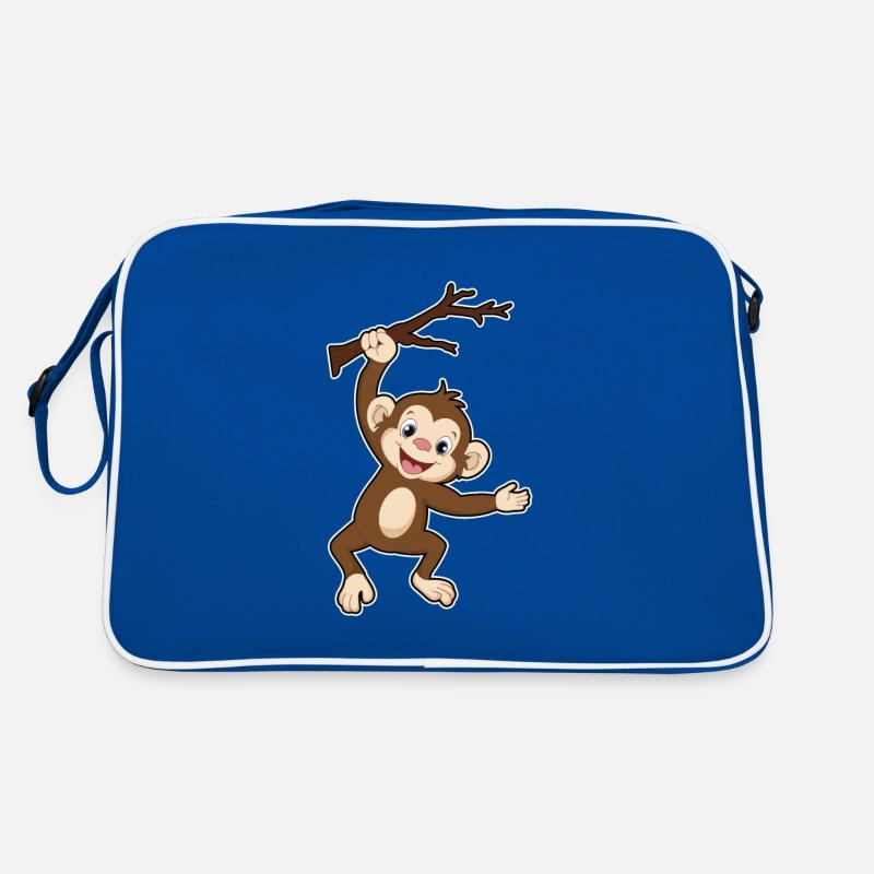 Monkey Climbing A Tree Branch Retro Bag