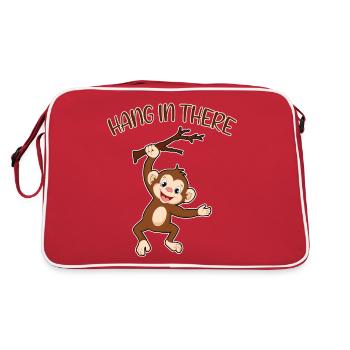 Hang in there Monkey Climbing Motivation Funny - Retro Bag - red/white - Back