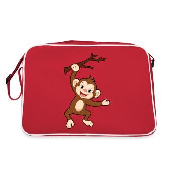 Affe auf Ast - Retro Tasche - Rot/Weiß - Hinten