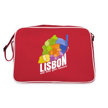Lovable Lisbon Motivational Saying - Retro Bag - red/white - Back