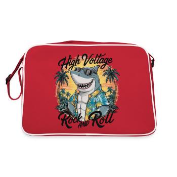 Lustiger Hai mit Sonnenbrille Sommer Strand Urlaub - Retro Tasche - Rot/Weiß - Hinten