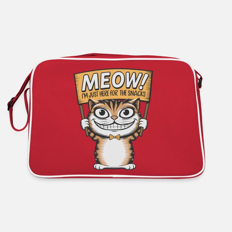 Miau Lustige Katze Sprüche Katzen Spruch - Retro Tasche - Rot/Weiß