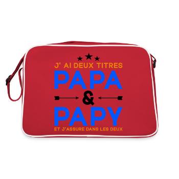 J'ai Deux Titres Papa et Papy Cadeau Fête des Père - Sac Retro - rouge/blanc - Dos