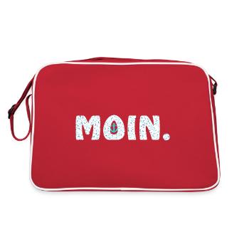 Moin. - Moin mit Anker - Nordsee Ostsee - Retro Tasche - Rot/Weiß - Hinten