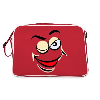 Cartoon face comic cartoon humor smile - Retro Bag - red/white - Back
