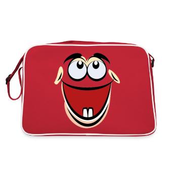 Cartoon face comic cartoon humor smile - Retro Bag - red/white - Back