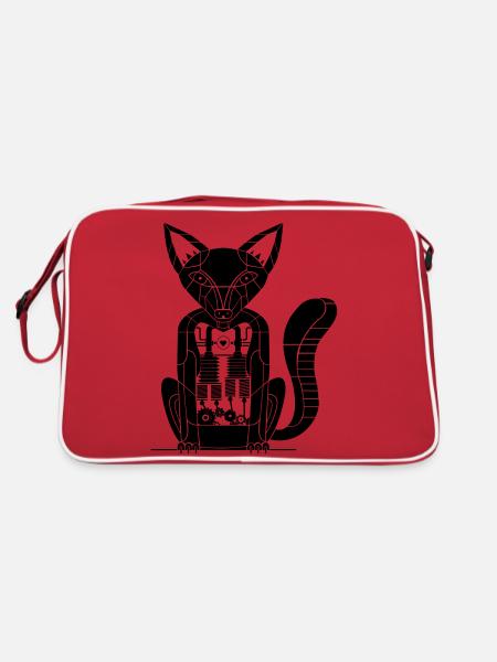 Mechanischer Fuchs - Retro Tasche - Rot/Weiß - Hinten