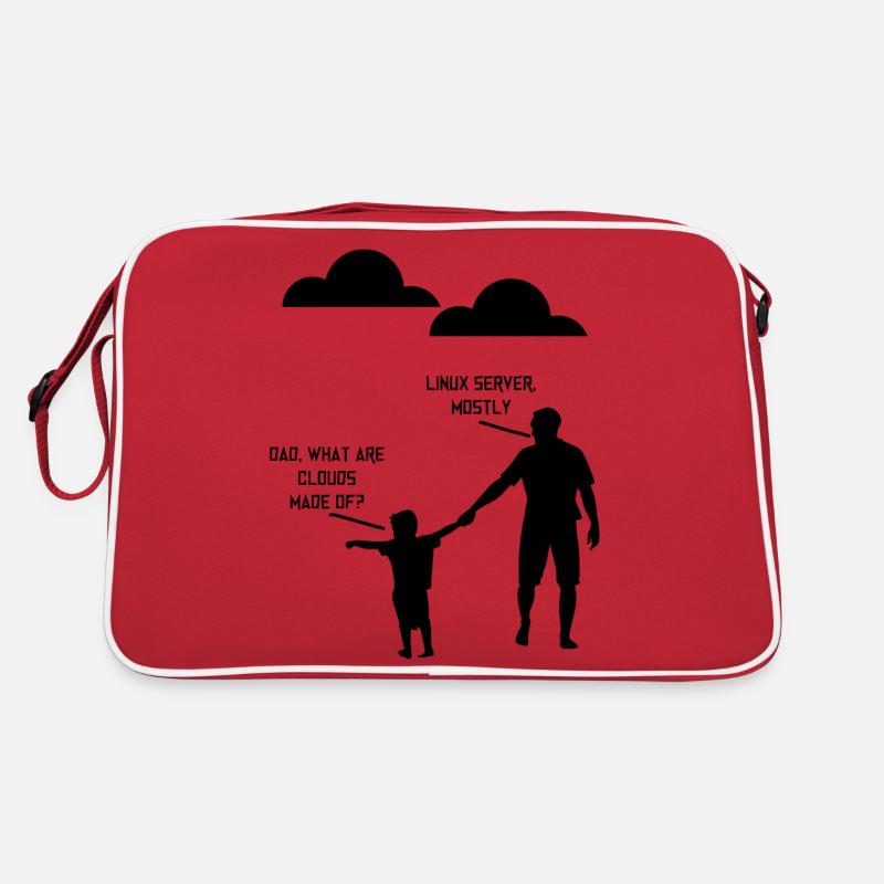 Dad What Are Clouds Made Of, Linux Servers Mostly3 - Retro Tasche - Rot/Weiß