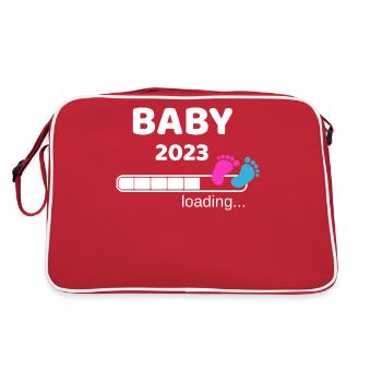 Baby 2023 Pregnancy Mother Mom Idea - Retro Bag - red/white - Back