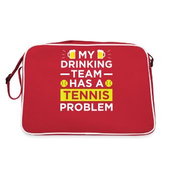 Funny Tennis Problem Drinking Team T Shirt - Retro Bag - red/white - Back