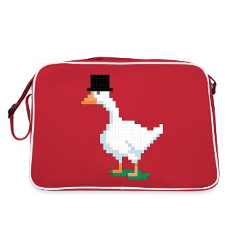 Duck with pixelated top hat - Retro Bag - red/white - Back
