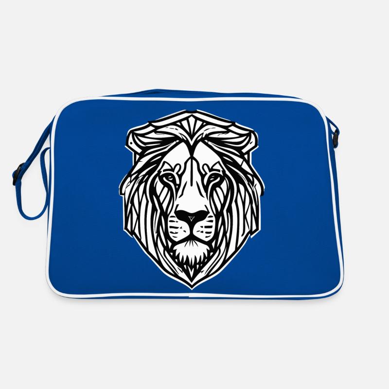Black & White Geometric Lion Retro Bag