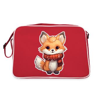 Winterliche Füchsin - Retro Tasche - Rot/Weiß - Hinten
