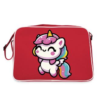 Adorable kawaii unicorn - Retro Bag - red/white - Back