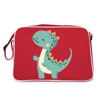 Knuddel Dino - Retro Tasche - Rot/Weiß - Hinten