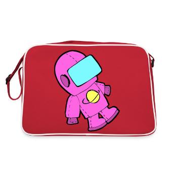 Spaceman in pink - Retro Bag - red/white - Back