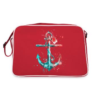 Ancre Aquarelle Splash Coloré Art Marin Marin - Sac Retro - rouge/blanc - Dos