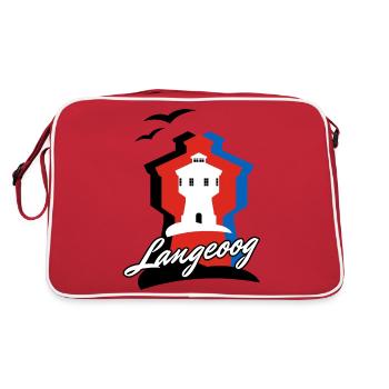 Langeoog Style mit Wasserturm - Retro Tasche - Rot/Weiß - Hinten