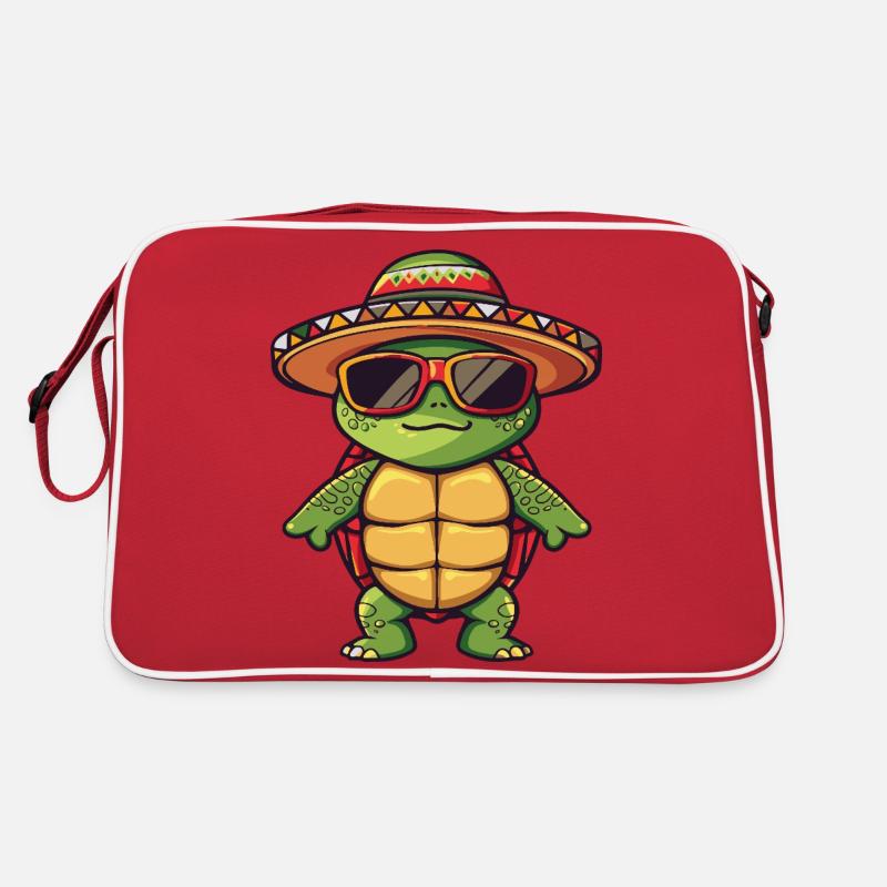 Schildkröte Comic Lustig Sombrero Retro Tasche
