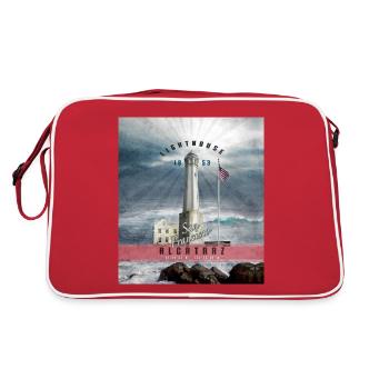 Alcatraz Lighthouse - Textilien und Geschenkartikel - Retro Tasche - Rot/Weiß - Hinten