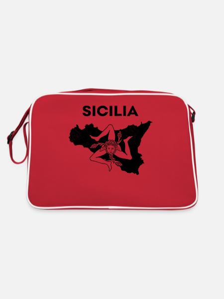 Carte de la Sicile Palerme Armoiries italiennes Sicile - Sac Retro - rouge/blanc