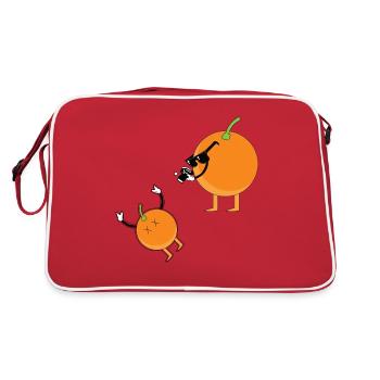 orange qui prend une photo, ( jus d'orange ) - Sac Retro - rouge/blanc - Dos